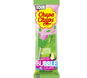 Chupa Chups Green Apple Bubble Gum Lollipop